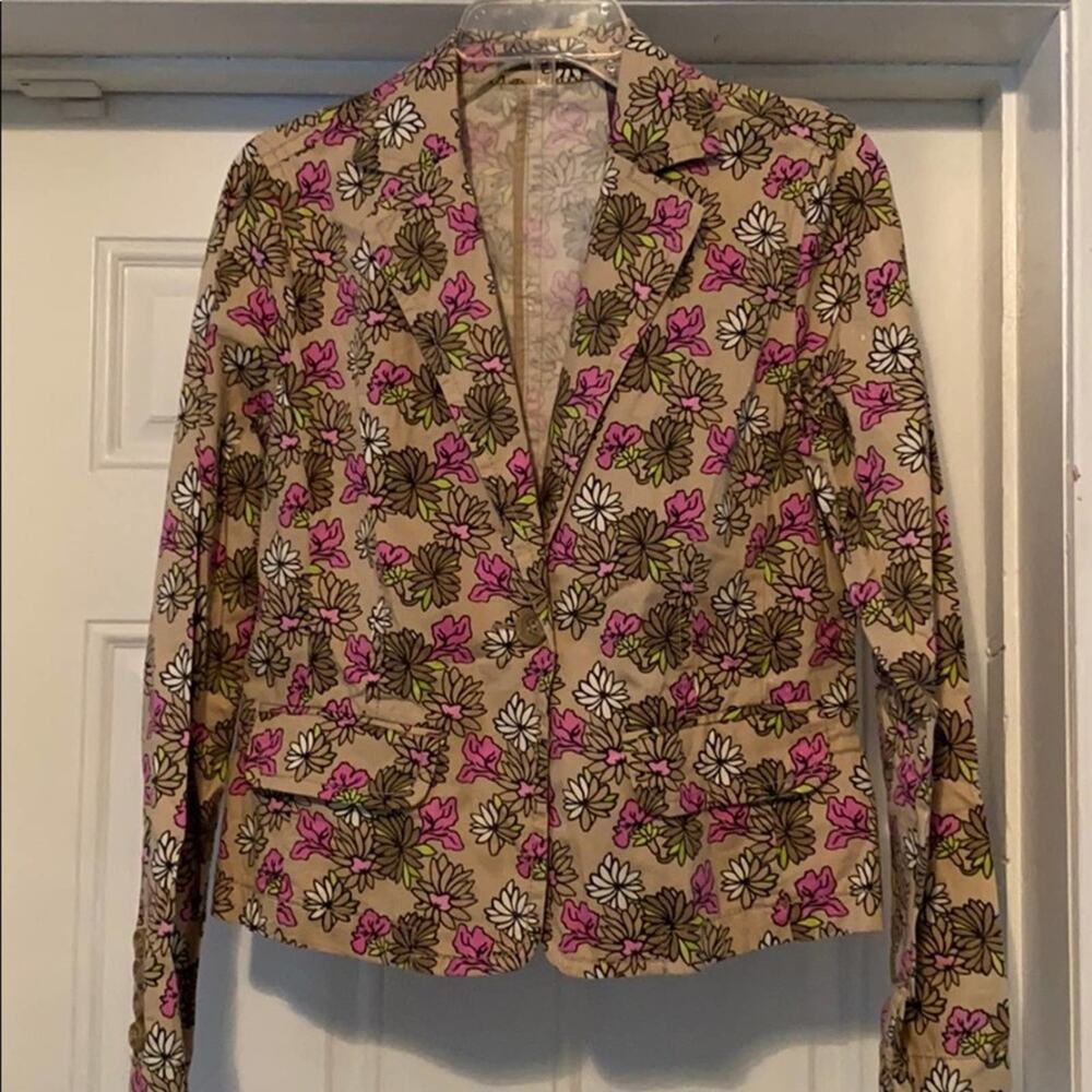 Liz Claiborne Tan Floral Blazer